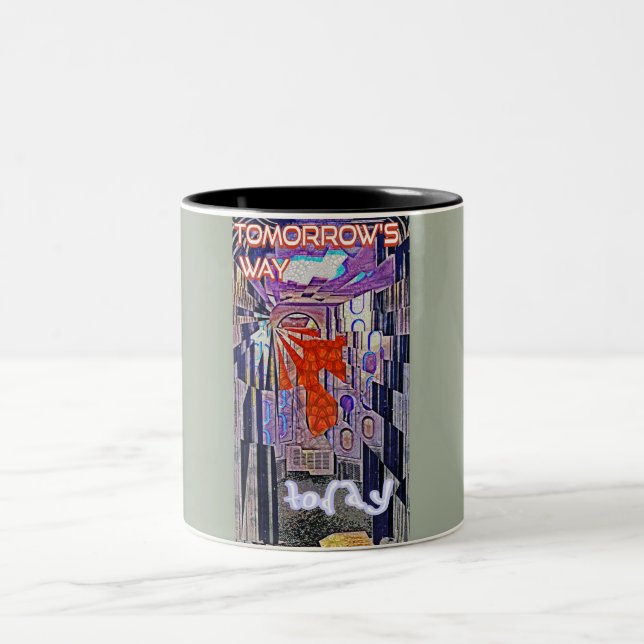 Morgondagens teknik Retro Future Art Två-Tonad Mugg (Center)