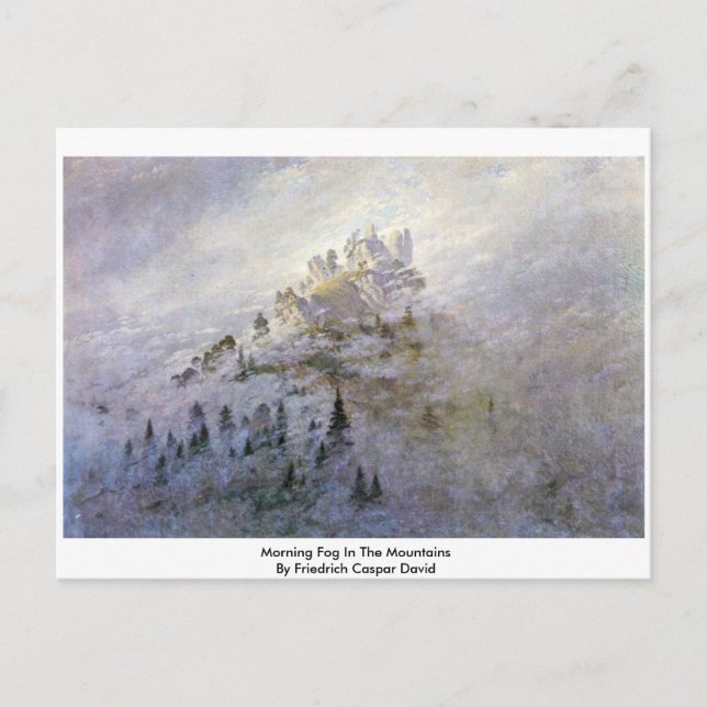 Morgondimma i bergen vykort (Framsida)