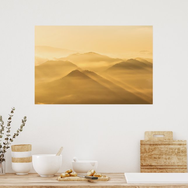 Morgondimma kullar lager soluppgång poster (Kök)