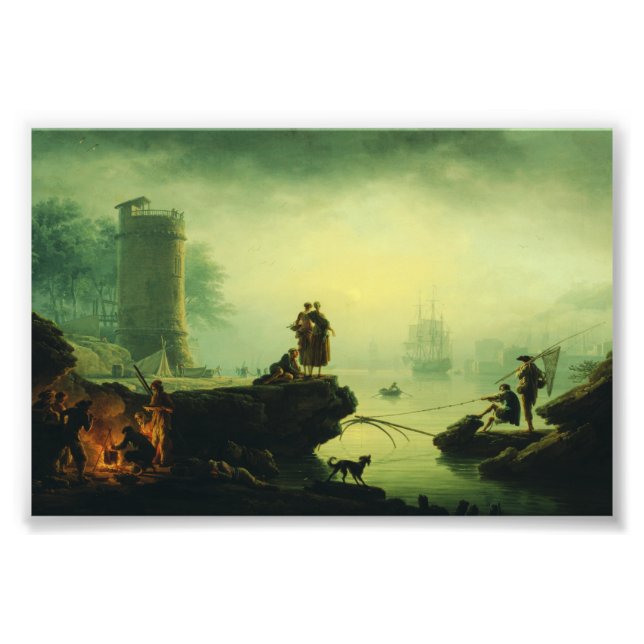 Morgondimma till sjöss av Joseph Vernet  Fototryck (Framsidan)