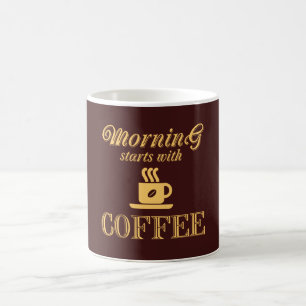 Morgonen börjar med kaffe kaffemugg