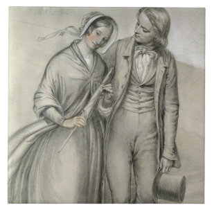 Morgonen Bröllop - avgången, 1846 Kakelplatta
