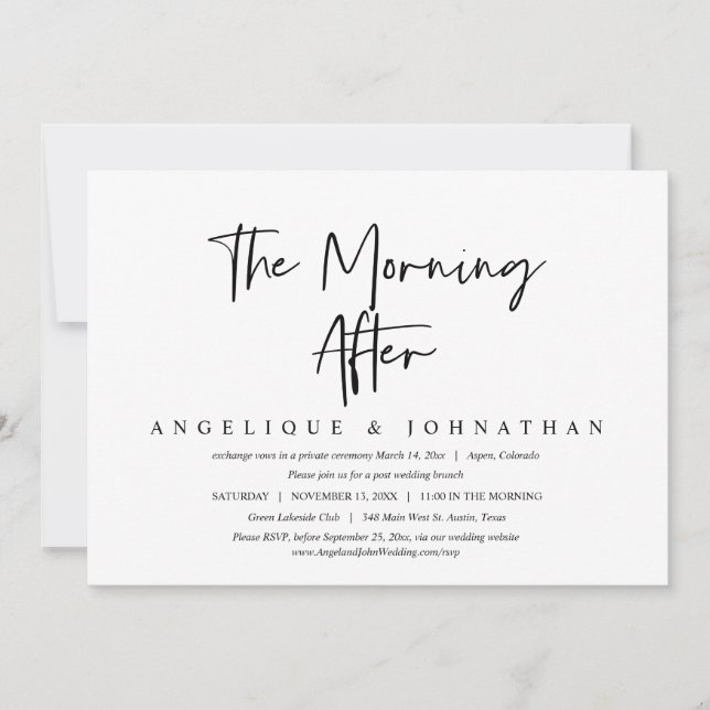 Morgonen efter, Bröllop Elopement Brunch Invita Inbjudningar (Framsida)