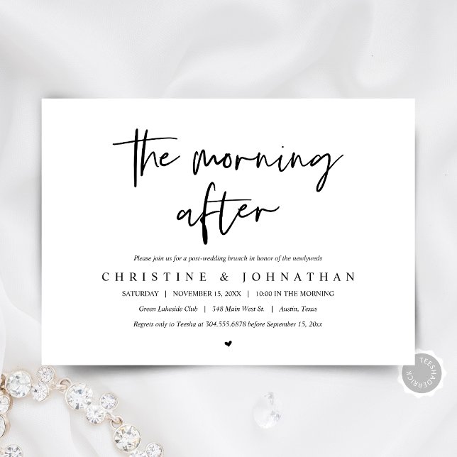 Morgonen efter, efter bröllop brunch-inbjudan inbjudningar (The Morning After, post wedding brunch, elopement Invitation card, digital download, modern minimal)