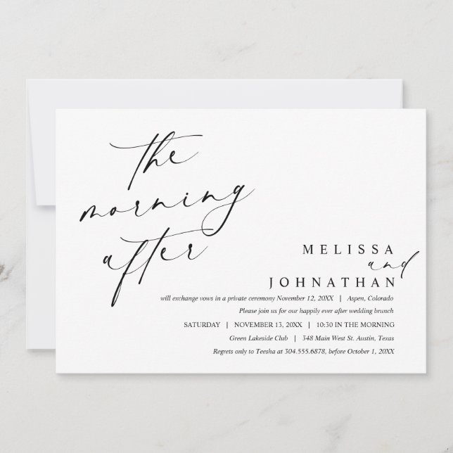 Morgonen efter, Post Bröllop Brunch Inbjudningar (Framsida)