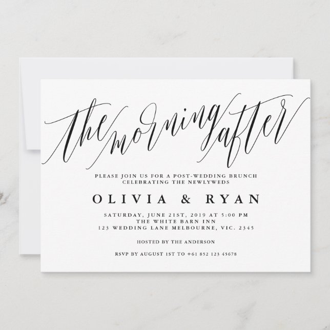 Morgonen efter postbröllopsbrunch inbjudan (Framsida)