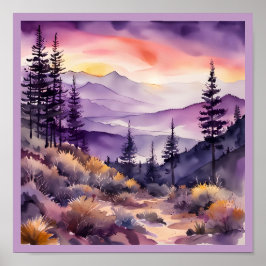 Morgonens Mist Smokey Mountains Watercolor Square Poster