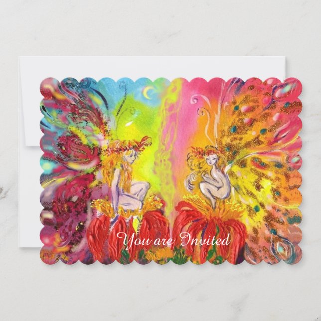 MORGONFAERIOR ,Magiska Blå Guldglitter Inbjudningar (Framsida)