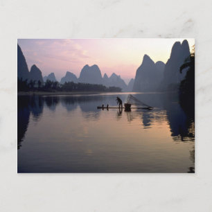 Morgonfärja på Li-floden, Guilin, Kina Vykort