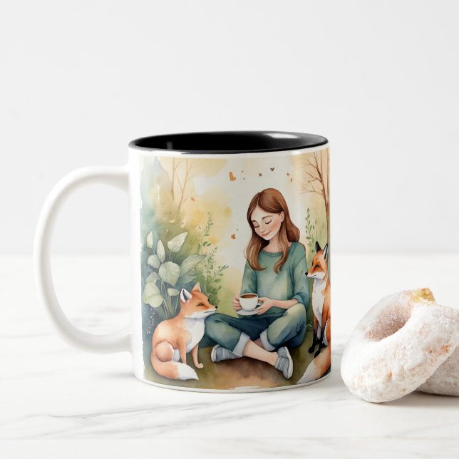 Morgonharmoni — The KindOnes Whimsical Stil Två-Tonad Mugg (Med munk)