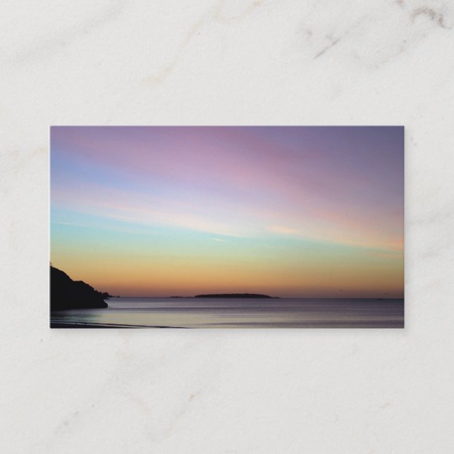 Morgonhimmel på den sjungande stranden visitkort (Framsida)