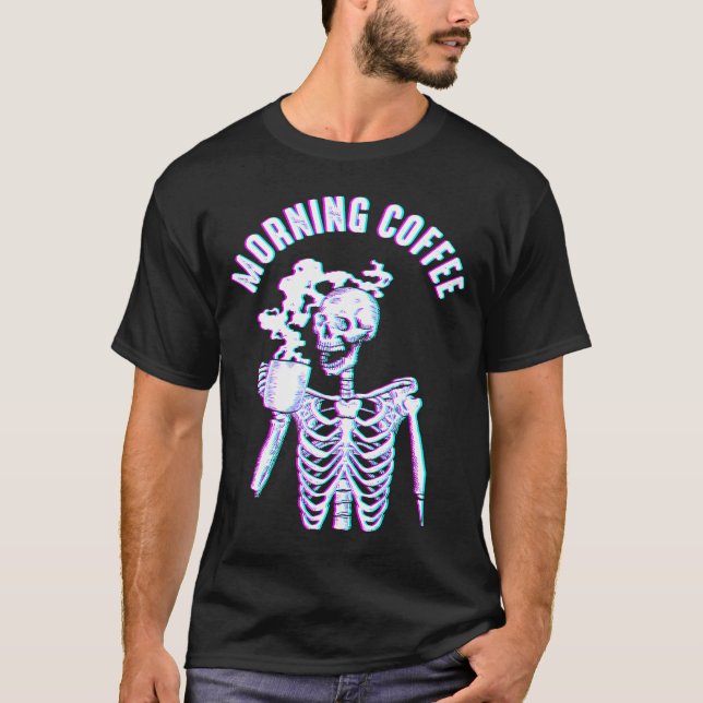 Morgonkaffe Goth Aesthetic Skeleton Emo Egirl E T Shirt (Framsida)