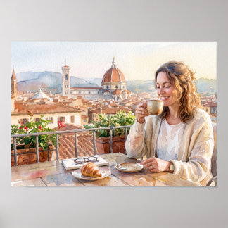 Morgonkaffe i Florens Poster