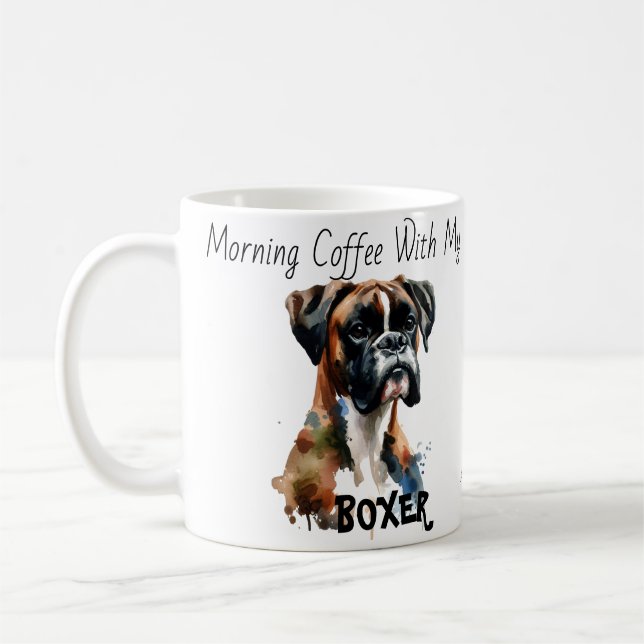 Morgonkaffe med min boxer Cute Kaffemugg (Vänster)