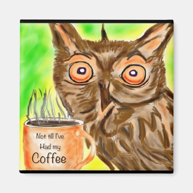 Morgonkaffe uggla magnet (Framsidan)