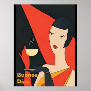 Morgonkaffe Vintage Dam Poster