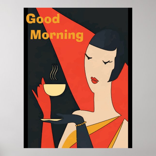 Morgonkaffe Vintage Dam Poster (Framsidan)