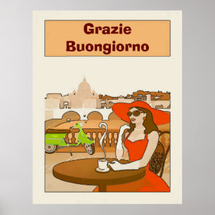 Morgonkaffe Vintage Dam Poster
