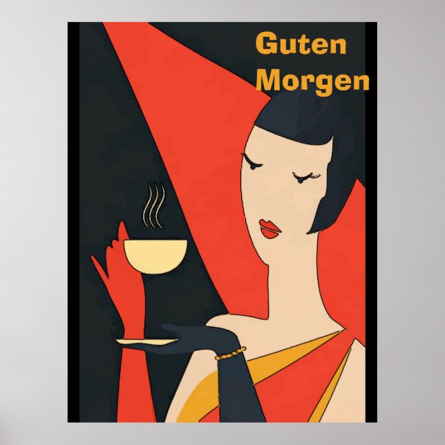 Morgonkaffe Vintage Dam Poster (Framsidan)