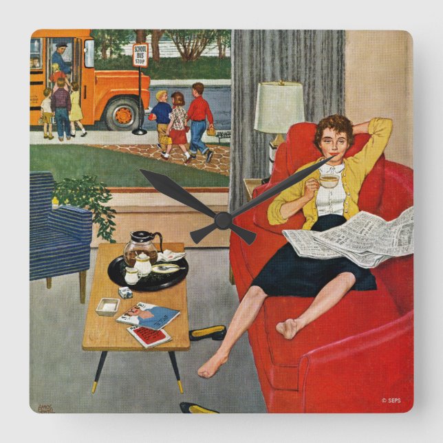 Morgonkaffeavbrott Fyrkantig Klocka (Framsida)