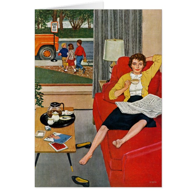 Morgonkaffeavbrott Hälsningskort (Framsidan)