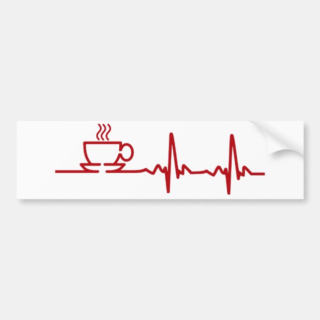 Morgonkaffehjärtslag EKG Bildekal (Framsidan)