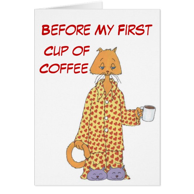 Morgonkaffekatt Hälsningskort (Framsidan)