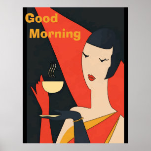 Morgonkaffet Vintage Dam Poster