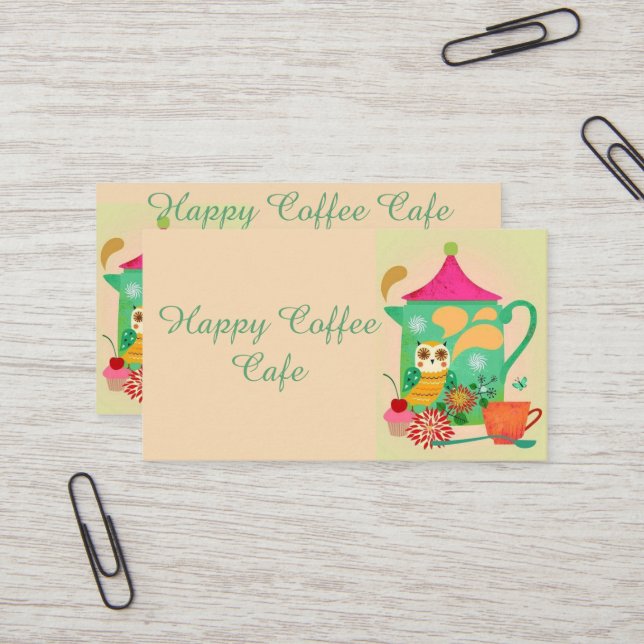 Morgonkaffeuggla Visitkort (Fram/Back In Situ)