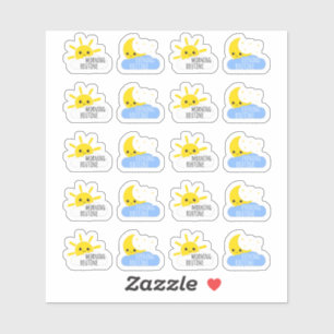 Morgonkväll Routine Kawaii Sol & Måne Planner Klistermärken