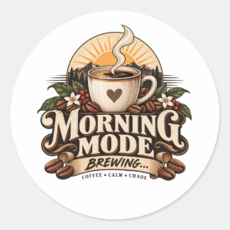 Morgonläge Brygger Kaffe Älskare Vintage Kaffe Runt Klistermärke
