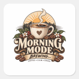 Morgonläge brygger kaffeälskare vintage kaffe fyrkantigt klistermärke