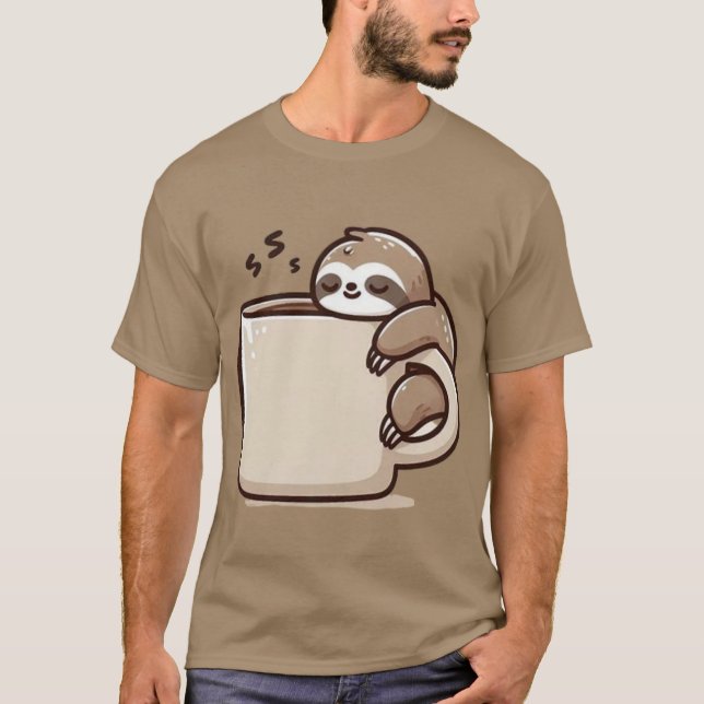 Morgonlatmask – Hänger på kaffe T Shirt (Framsida)