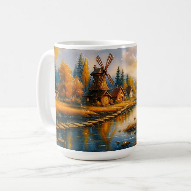 Morgonljus över väderkvarnen kaffemugg (Framsida vänster)