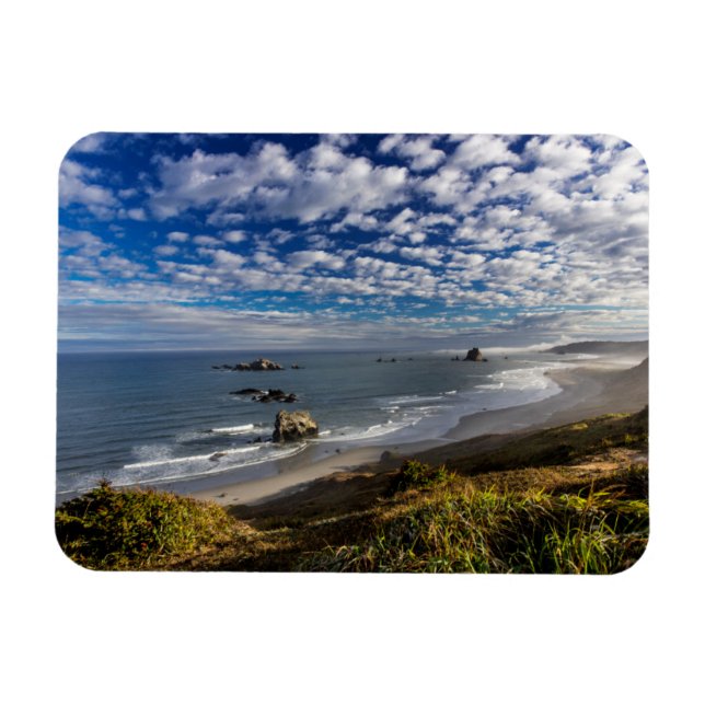 Morgonmoln och dimma på stranden magnet (Horisontell)