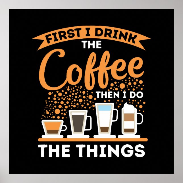 Morgonmotivation Boost - Kaffeälskare Mantra Poster (Framsidan)