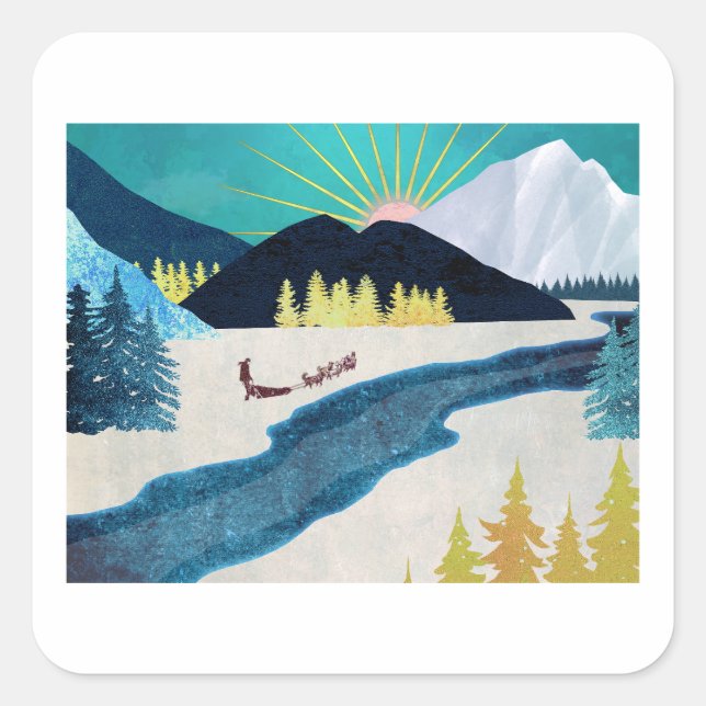 Morgonmusher Fyrkantigt Klistermärke (Framsida)