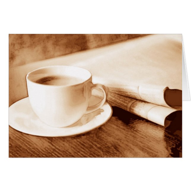 Morgonnyheter och kaffe hälsningskort (Framsidan Horizontal)