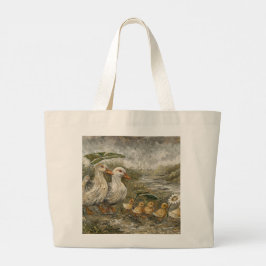 Morgonpendling Whimsical Farmhouse Anka Regnig Dag Jumbo Tygkasse