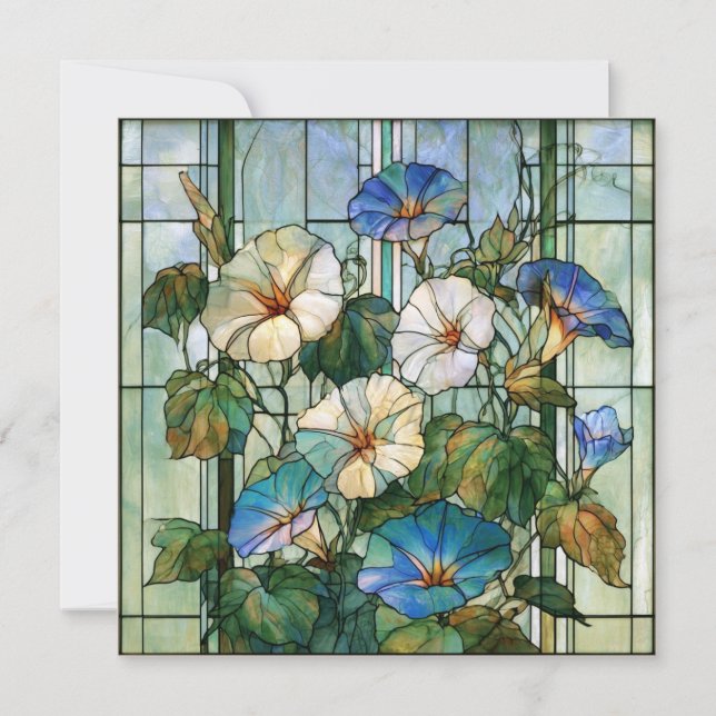 Morgonprakt och månblomma i glasmålning kort (Framsida)