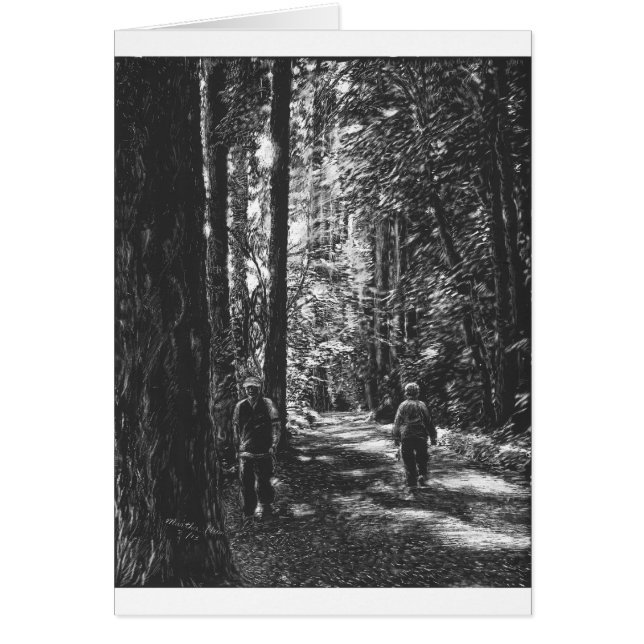 Morgonpromenad i gryningen hälsningskort (Framsidan)