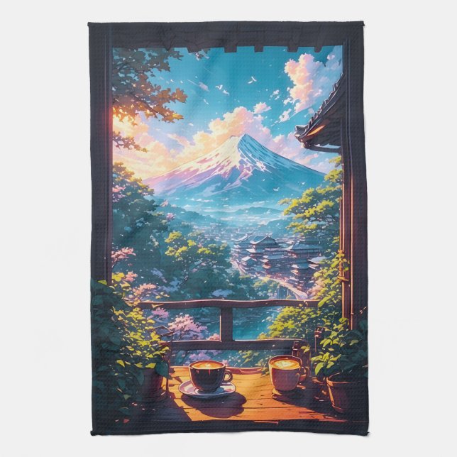 Morgonro över Fuji Kökshandduk (Vertikal)
