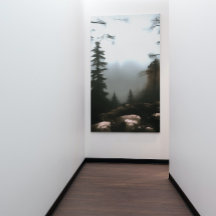 Morgonskogen Fog utanför landskapsbilden i Bäck