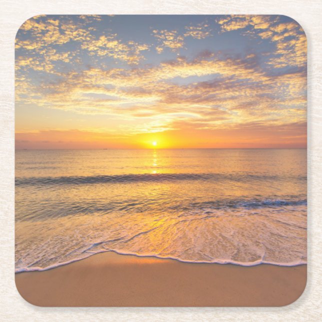 Morgonsolen på sjösidan underlägg papper kvadrat (Framsidan)