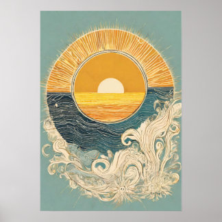 Morgonsolera Sol Illustration Wall Art Poster