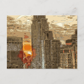 Morgonsoluppgång i Manhattans hjärta Vykort