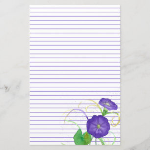 Morgonståndsblommor Lila Linjerat Brevpapper