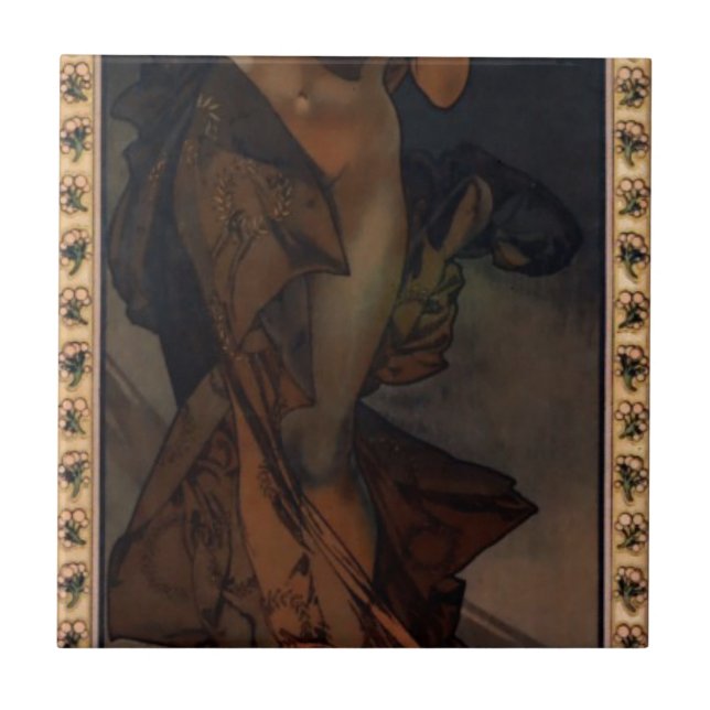 Morgonstjärnan av Alphonse Mucha Kakelplatta (Framsidan)