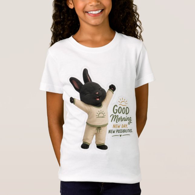 Morgonsträckande kanin dekal t shirt (Framsida)