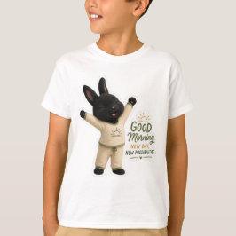 Morgonstretchande Kanin Klistermärke T Shirt